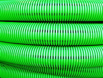 Двустенная труба ПНД гибкая дренажная д.125мм, SN6, перфорация 360град., в бухте 40м, цвет зеленый