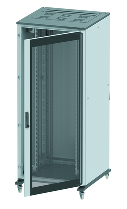 Напольный шкаф 47U 800х1000 двери стекло/сплошная, укомплектован вводом и заглушками RAL7011/7035