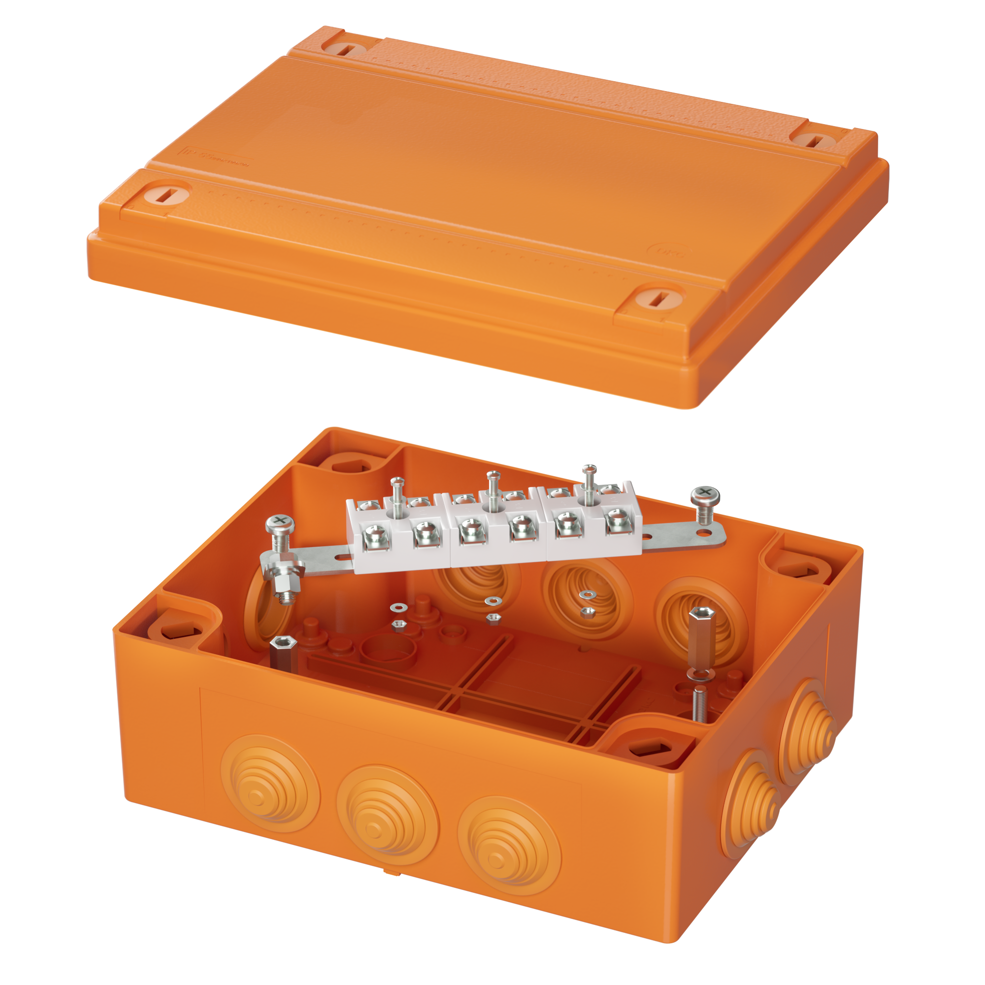 Коробка пластиковая FS с кабельными вводами иклеммникамиIP55,240x190x90мм,6р, 450V,32A,10мм.кв, нерж.контакт