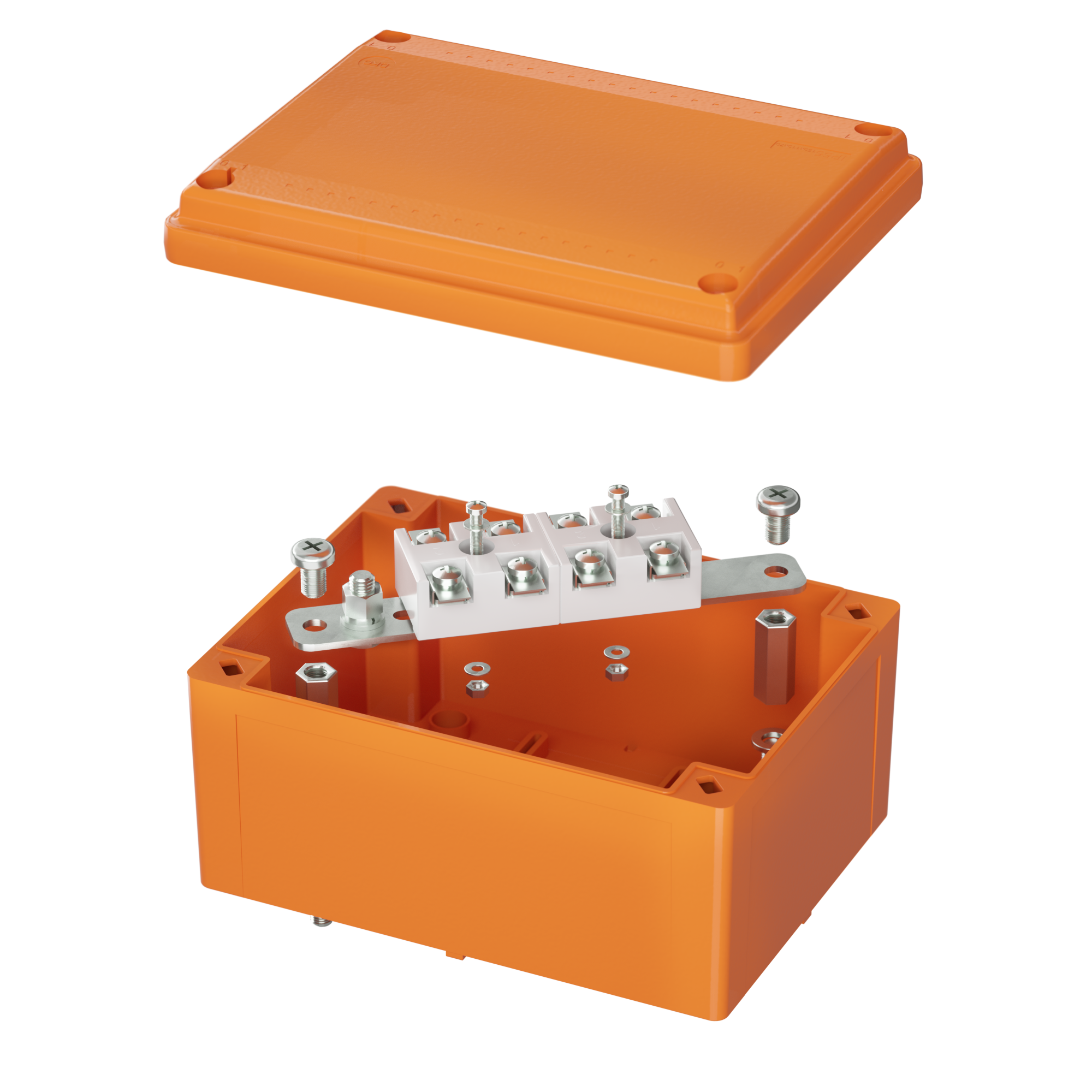 Коробка пластиковая FS с гладкими стенками и клеммникамиIP56,150х110х70мм,4р, 450V,32A,10мм.кв, нерж.контакт