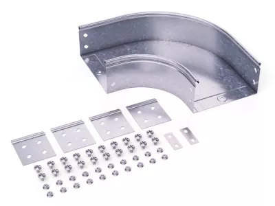 DKC - Угол CPO 90 горизонтальный 90° 500x80 в комплекте с крепежнымиэлементами и соединительными пластинами, необходимыми для монтажа, цинк-ламельный