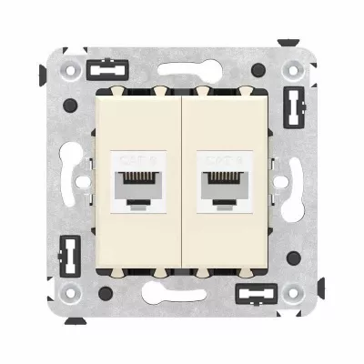 DKC - Розетка компьютерная 2-м СП Avanti "Ванильная дымка" RJ45 кат.6 без шторок механизм DKC 4405694