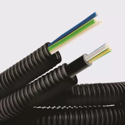 DKC - Электротруба ПНД гибкая гофр. д.16мм, цвет черный, с кабелем ВВГнг(А)-LS 3х2,5мм² РЭК "ГОСТ+", 25м