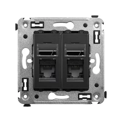 DKC - Розетка компьютерная 2-м СП Avanti "Черный матовый" RJ45 кат.5E DKC 4412464