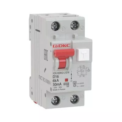 DKC - Выключатель автоматический дифференциального тока 2п C 10А 30мА 6кА тип A MDR63 YON MDR63-22C10-A