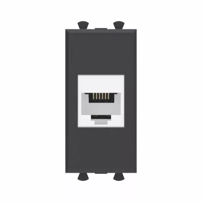DKC - Розетка телефонная 1мод. Avanti "Черный матовый" RJ12 модульная без шторок механизм DKC 4412611
