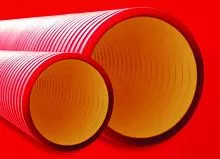 Двустенная труба ПНД жесткая для кабельной канализации д.125мм, SN10, 6м, цвет красный