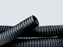 Труба ПНД гибкая гофр. д.20мм, лёгкая с протяжкой, 100м, цвет чёрный