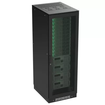 DKC - Напольный шкаф 42U 800х800 двери перфорированная/перфорированная, укомплектован вводом и заглушками RAL 9005
