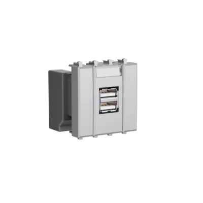 DKC - USB зарядное устройство модульное,  "Avanti", "Закаленная сталь", 2модуля