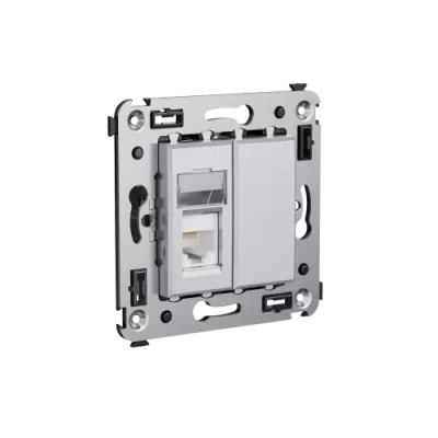 DKC - Компьютерная розетка RJ-45 в стену, кат.5e одинарная,"Avanti","Закаленная сталь"