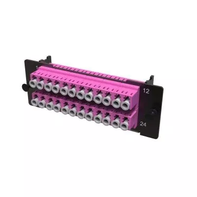 DKC - Планка адаптерная с установленными 12xLC Duplex адаптерами (цвет адаптера - пурпурный) OM4 1 HU DKC RNAP12L1U4