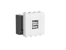 USB зарядное устройство модульное, "Avanti", "Белое облако", 2 модуля