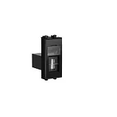 USB 2.0 розетка модульная, тип А-А, "Avanti", "Черный квадрат", 1 модуль