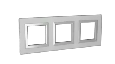 DKC - Рамка из натурального стекла,"Avanti", светло-серая, 6 модулей