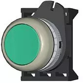Кнопка плоская прозрачная с  фиксацией, зеленая
