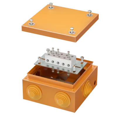DKC - Коробка стальная FS с кабельными вводами и клеммниками,IP55,150х150х80мм, 5р, 450V,30A,16мм.кв