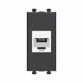 Розетка телефонная 1мод. Avanti "Черный матовый" RJ12 модульная без шторок механизм DKC 4412611