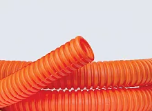 Труба ПНД гибкая гофр. д.50мм, тяжёлая без протяжки, 15м, цвет оранжевый