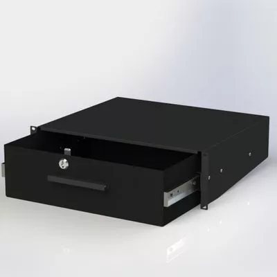 Ящик выдвижной с ключом 2U 300мм RAL9005