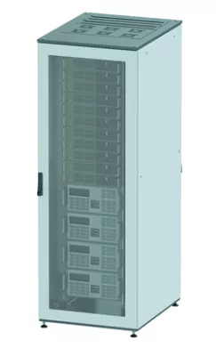 DKC - Напольный шкаф 42U 600х800 двери перфорированная/перфорированная, укомплектован вводом и заглушками RAL7011/7035