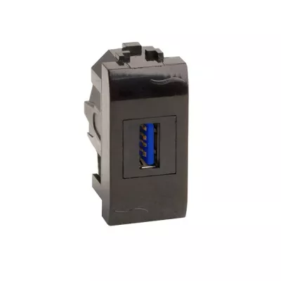 DKC - USB 3.0 розетка, Brava, черная, 1 мод.