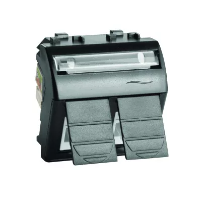DKC - Ком.роз. двойная RJ45 кат.5e, Brava, черн., 2мод