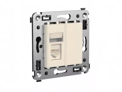 DKC - Телефонная розетка RJ-12 в стену одинарная, "Avanti", "Ванильная дымка"