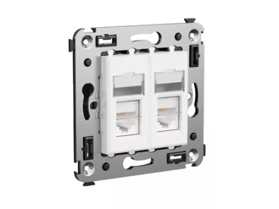 DKC - Компьютерная розетка RJ-45 в стену, кат.5e двойная экранированная, "Avanti", "Белое облако"