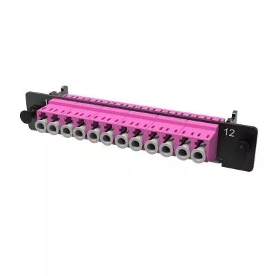 DKC - Планка адаптерная с установленными 6xLC Duplex адаптерами (aligned key)(цвет адаптера - пурпурный) OM4 1/2 HU DKC RNAP6LHU4