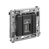 Розетка USB 2.0 1-м СП Avanti "Черный матовый" тип А-А DKC 4412403