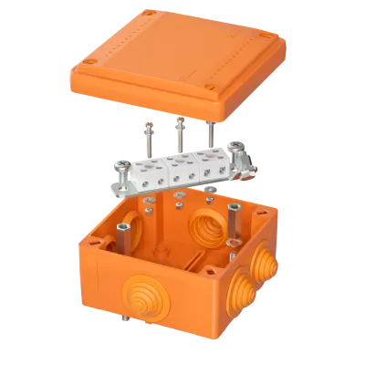 DKC - Коробка пластиковая FS с кабельными вводами и клеммниками,IP55,100х100х50мм, 6р, 450V,6A, 4мм.кв